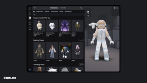 Marketplace with virtual items on Roblox