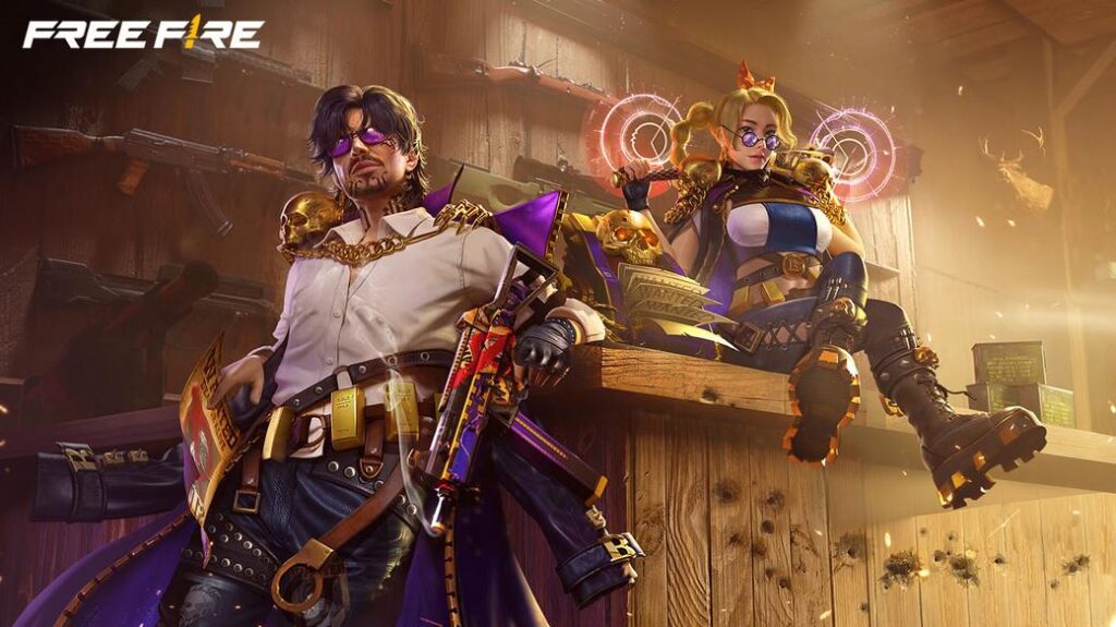 Free Fire characters in a saloon